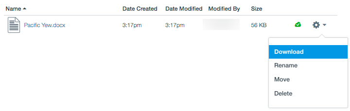 image showing gear icon and dropdown menu with Download menu item