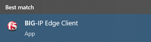 BIG-IP Edge Client in Windows Start Menu